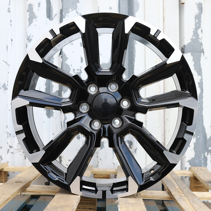 22x9" Black Machined Wheels (6x139.7) Fits Chevy Tahoe Suburban GMC Yukon Cadillac Escalade
