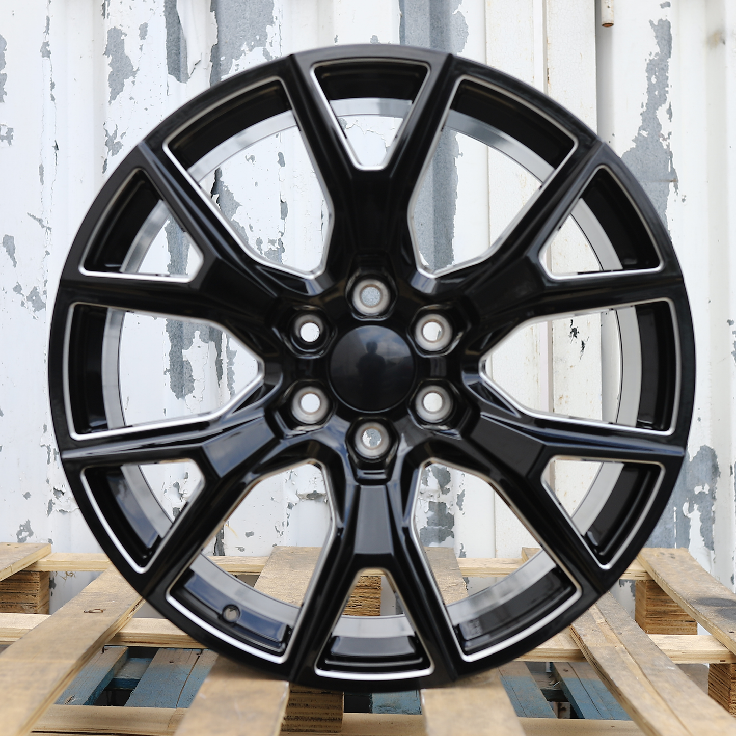 22x9" Black Milled Wheels (6x139.7) Fits Chevy Tahoe Suburban GMC Yukon Cadillac Escalade