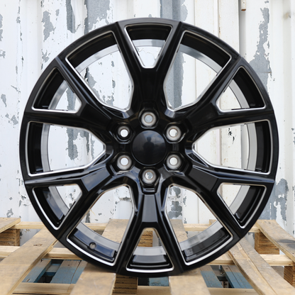 22x9" Black Milled Wheels (6x139.7) Fits Chevy Tahoe Suburban GMC Yukon Cadillac Escalade