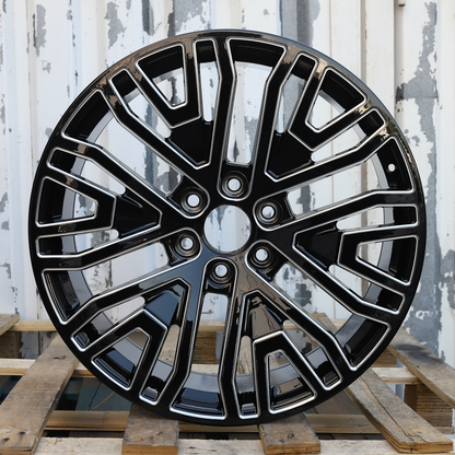 22x9" Black Milled Wheels (6x139.7) Fits Chevy Tahoe Silverado GMC Sierra Yukon Cadillac Escalade