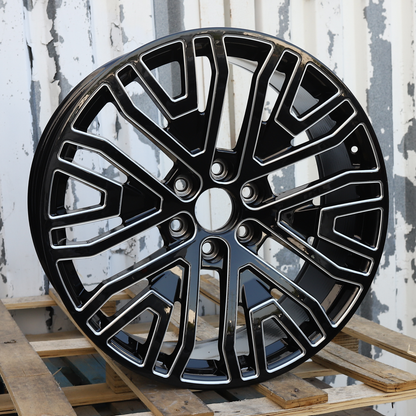 22x9" Black Milled Wheels (6x139.7) Fits Chevy Tahoe Silverado GMC Sierra Yukon Cadillac Escalade