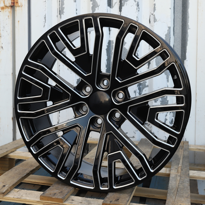 22x9" Black Milled Wheels (6x139.7) Fits Chevy Tahoe Silverado GMC Sierra Yukon Cadillac Escalade